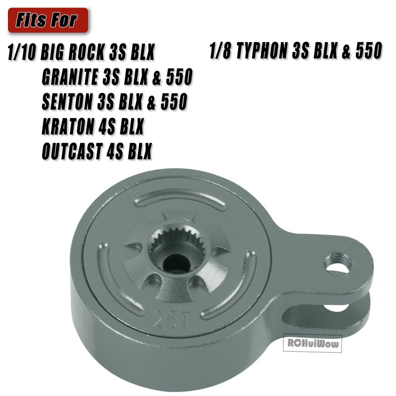 RCHuiWow RC Servo Saver Set 25T ترقيات جزء لـ 1/10 Big Rock 3S BLX، Granite/Senton 3S BLX & Mega550، Kraton/Outcast 4S BLX، 1/8 Typhon 3S BLX & Mega550، سبيكة ثابتة وصلة توجيه مؤازرة، تيتانيوم - Image 2